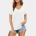 thumbnail image 1 of Women's V Neck Soft Stretch Casual Tee Comfortable Short Sleeve T-Shirt Breathable Lightweight Top for Everyday Wear, 1 of 4