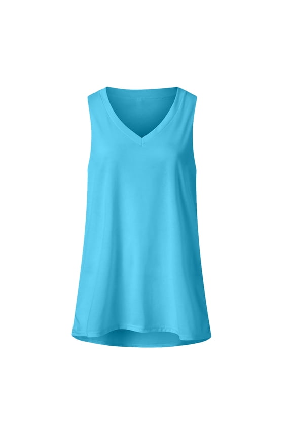 Women's V Neck Summer Vests Fashion Gradient Color Block Tank Tops Colorful Tie Dye Printed Casual Sleeveless T-shirt