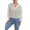 thumbnail image 1 of Women's V-Neck Sweater Pullover Cable Knit Vest Solid Color Sleeveless Vest Pullover, 1 of 5