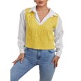 thumbnail image 1 of Women V-Neck Sweater Pullover Cable Knit Vest Solid Color Sleeveless Vest Pullover, 1 of 5