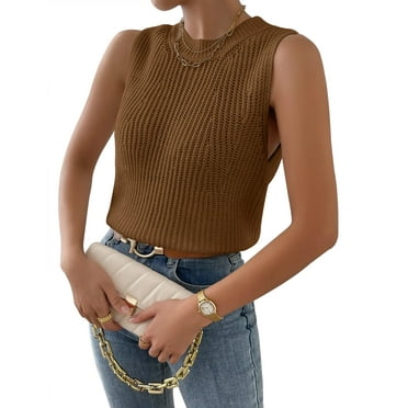 Women's V Neck Sweater Vest Ribbed Knit Casual Cap Sleeve Loose Fit Pullover Tops Fall Clothes 2025