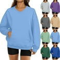 thumbnail image 1 of Women's V-Neck Sweatshirt with Pockets, Womens V Neck Sweatshirts No Hood Lightweight Casual Soft Fashion Sky Blue S, 1 of 7