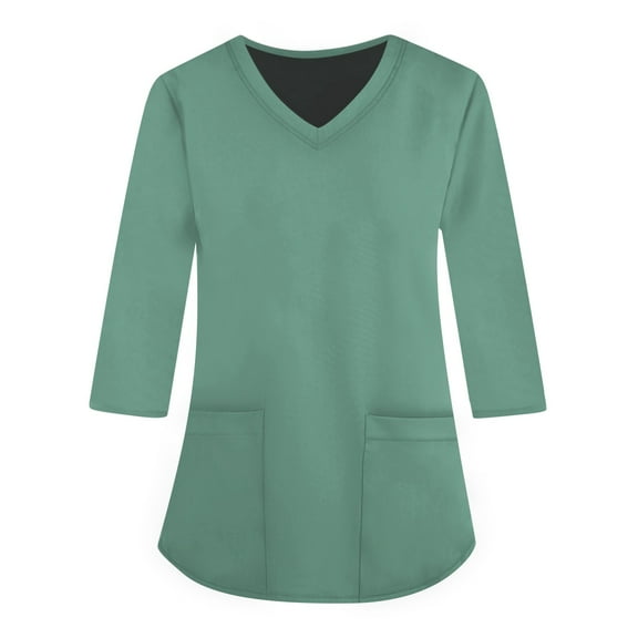 Women's V Neck T Shirts 3/4 Sleeve Blouse Summer Tops Dressy Casual Solid Basic Tees