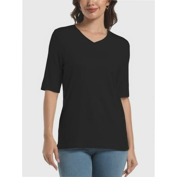 Women's V Neck T Shirts Basic Summer Tees Casual Half Sleeve Tops