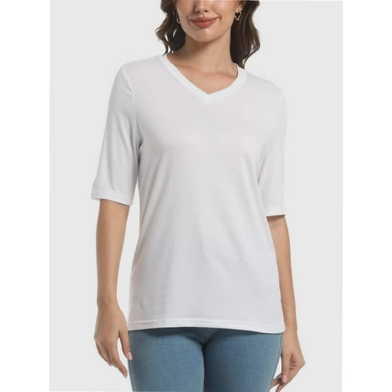 Women's V Neck T Shirts Basic Summer Tees Casual Half Sleeve Tops
