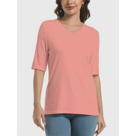 Women's V Neck T Shirts Basic Summer Tees Casual Half Sleeve Tops
