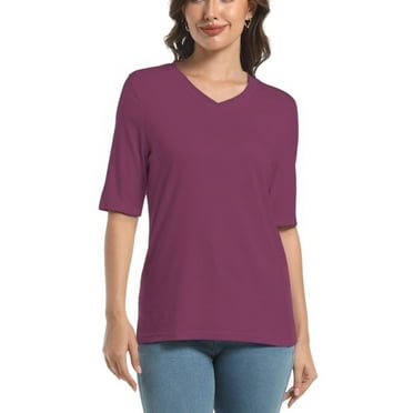 Women's V Neck T Shirts Basic Summer Tees Casual Half Sleeve Tops