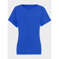 thumbnail image 1 of Women's V Neck T Shirts Casual Rolled Short Sleeve Side Split Summer Tops Loose Fit, 1 of 5