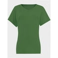 thumbnail image 1 of Women's V Neck T Shirts Casual Rolled Short Sleeve Side Split Summer Tops Loose Fit, 1 of 5