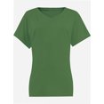 thumbnail image 1 of Women's V Neck T Shirts Casual Rolled Short Sleeve Side Split Summer Tops Loose Fit, 1 of 5
