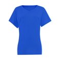 thumbnail image 1 of Women's V Neck T Shirts Casual Rolled Short Sleeve Side Split Summer Tops Loose Fit, 1 of 1