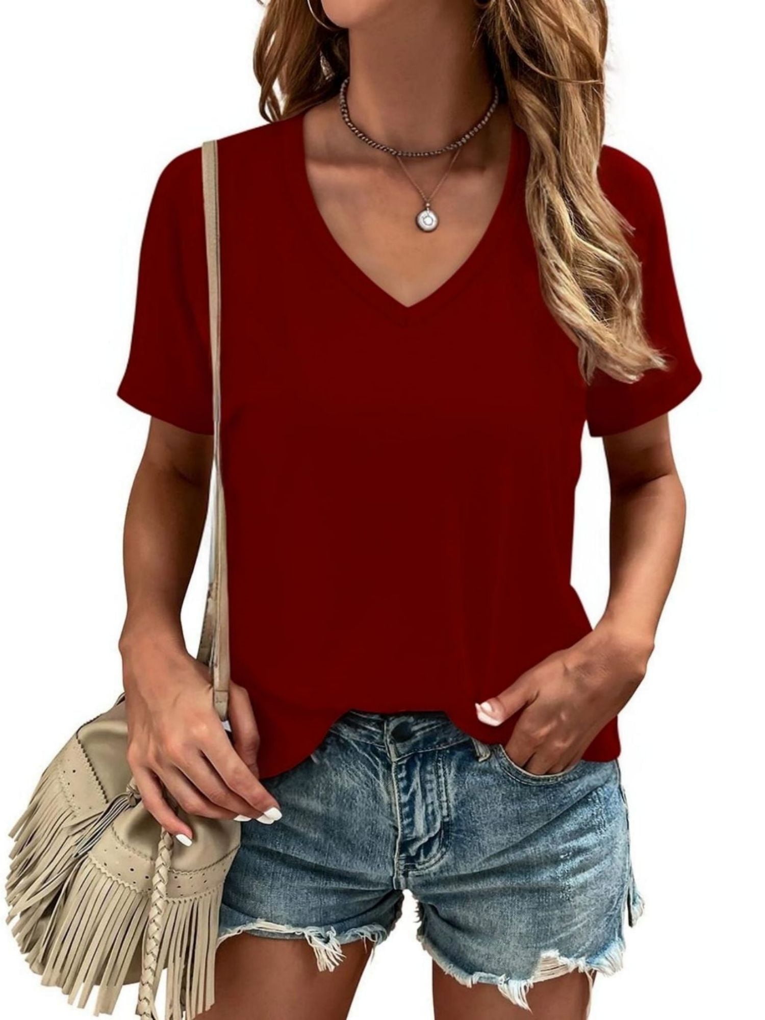 Casual V-Neck Short Sleeve T-Shirt