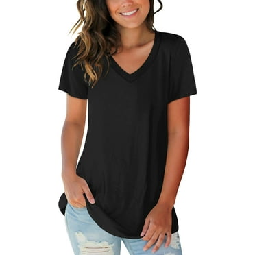 Women's V Neck T Shirts Casual Short Sleeve Summer Basic Tops Tees