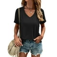 thumbnail image 1 of Women's V Neck T Shirts Casual Short Sleeve Summer Basic Tops Tees, 1 of 5