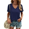 thumbnail image 1 of Women's V Neck T Shirts Casual Short Sleeve Summer Basic Tops Tees, 1 of 5