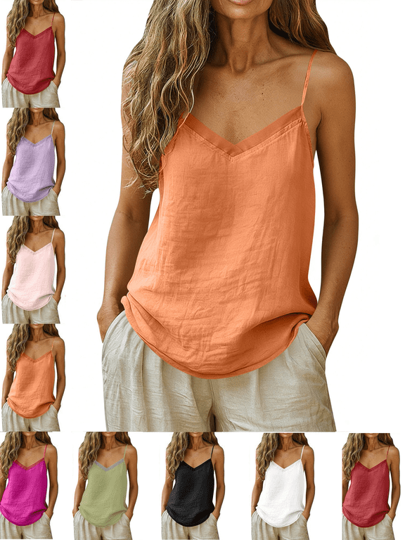 Women's V Neck Tank Top Loose Fit Sleeveless Basic Tunic Shirt Casual Comfortable Flowy Summer Top for Layering