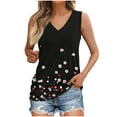 thumbnail image 1 of Women's V Neck Tank Tops Summer Casual Floral Printed Sleeveless T Shirts Trendy Loose Fit Work Basic Blouses (XL, Black 1), 1 of 5