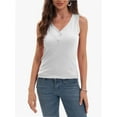 thumbnail image 1 of Women's V Neck Tank Tops Summer Sleeveless Ribbed Button Casual Shirts, 1 of 6