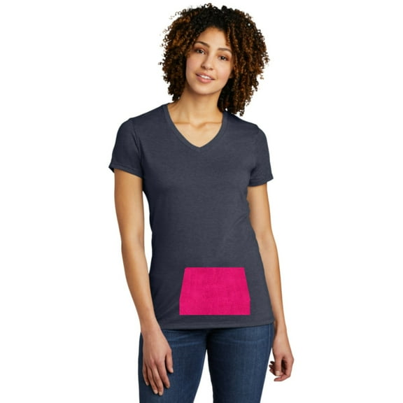 Women's V-Neck Tee in Navy With a Pocket That Holds a Mini-Towel (Included) to Remove Sweat. Choose Your Pocket Color From a Variety of Color Options.