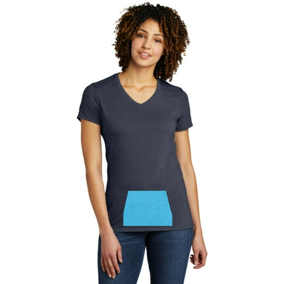 Women's V-Neck Tee in Navy With a Pocket That Holds a Mini-Towel (Included) to Remove Sweat. Choose Your Pocket Color From a Variety of Color Options.