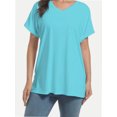 thumbnail image 1 of Women's V-Neck Tee Summer Tshirts Casual Short Sleeve Tops Loose Blouse Fit Tunic Soft, 1 of 4