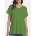 thumbnail image 1 of Women's V-Neck Tee Summer Tshirts Casual Short Sleeve Tops Loose Blouse Fit Tunic Soft, 1 of 4