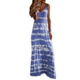thumbnail image 1 of Women's V Neck Tie-Dye Print Spaghetti Strap Dress Boho Long Maxi Summer Casual Beach Dress Sundress, 1 of 2