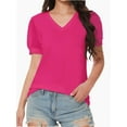 thumbnail image 1 of Women's V Neck Tops Puff Sleeve with Swiss Dot T-Shirts Summer Casual Loose Tshirts, 1 of 7