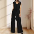 thumbnail image 1 of Women's V Neck Wide Leg Sleeveless Belted Jumpsuit Long Pants Rompers Rompers And Jumpsuits plus All plus Size Jumpsuit for Women Casual Jumpsuit plus Size Jumpsuits Wear for plus Size Womens, 1 of 5