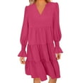 thumbnail image 1 of DailyTrove Women's V-Neck Wrap Midi Dress, Long Sleeve, Casual Office & Date Night Wear, Stretchy Knit Fabric, 1 of 5