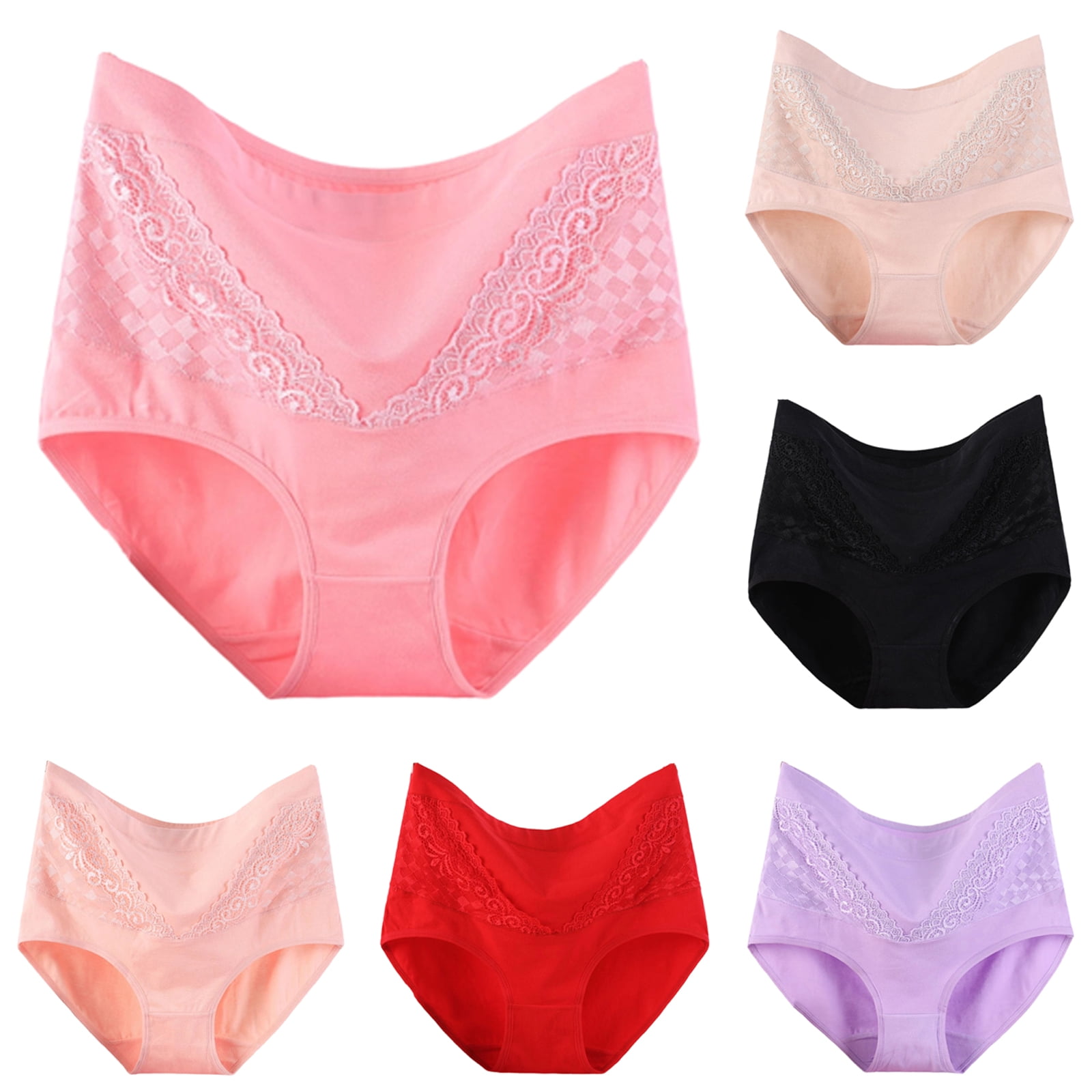 Women's V-Shaped Lace High Waisted Panties, Delicate Everyday Underwear ...
