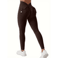 thumbnail image 1 of Women's V-back leggings with pockets, exercise leggings, abdominal control, hip lifting, gym yoga leggings, 1 of 10