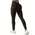 thumbnail image 1 of Women's V-back leggings with pockets, exercise leggings, abdominal control, hip lifting, gym yoga leggings, 1 of 9