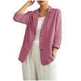 thumbnail image 1 of Women's V-neck Casual Cotton-Linen Blazer, Stylish Long Sleeve Cotton-Linen Suit Jacket, Versatile Summer Top for Women, Relaxed Fit V-neck Blazer for Casual Outings, 1 of 7