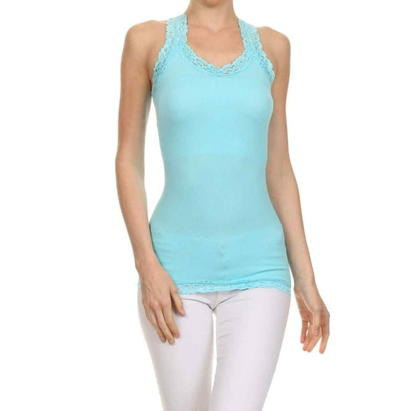 Women's V-neck Racer Back Tank - Aqua