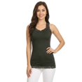 thumbnail image 1 of COUVER Women's Seamless Lace Trim V-Neck Racerback Tank Top, Charcoal, One Size, 1 of 6