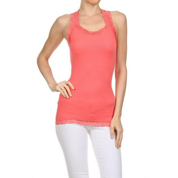 Women's V-neck Racer Back Tank - Melon