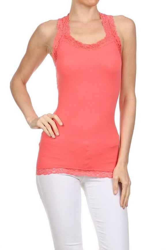 Women's V-neck Racer Back Tank - Melon
