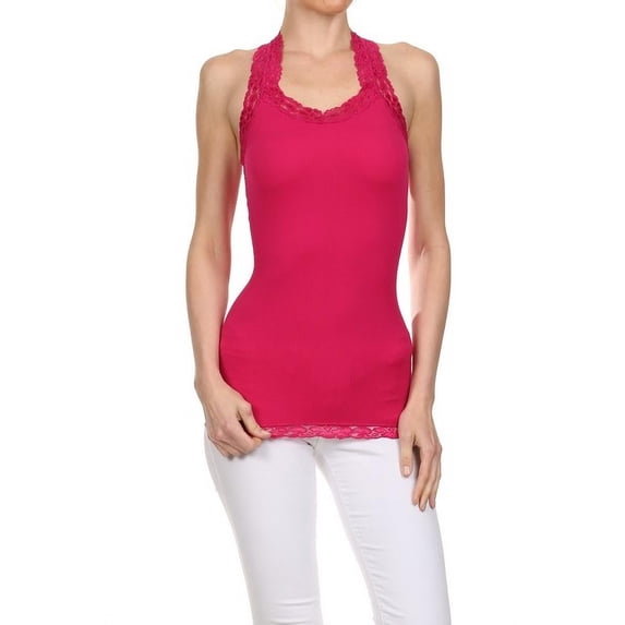 Women's V-neck Racer Back Tank - Raspberry