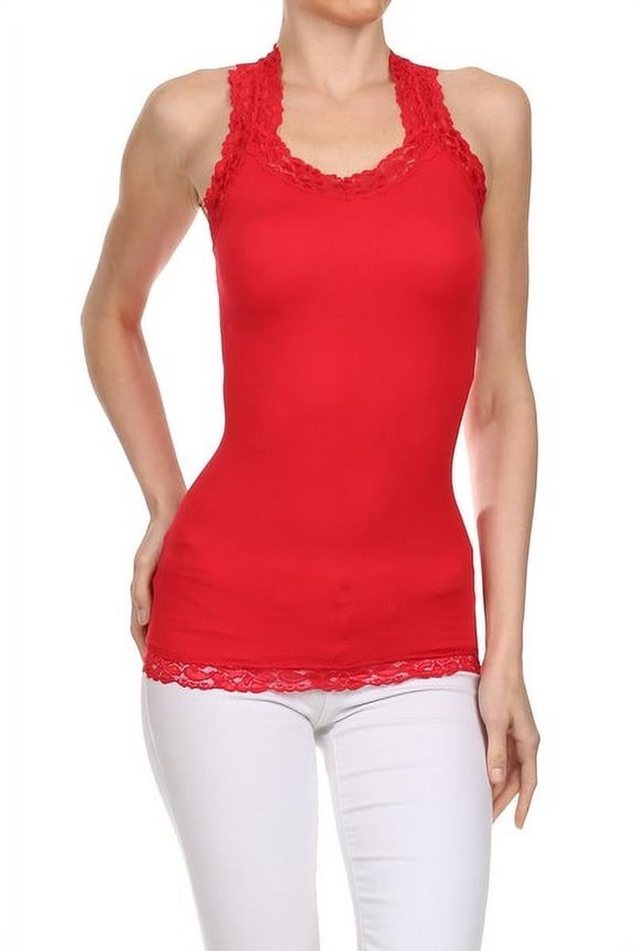 Women's V-neck Racer Back Tank - Red