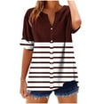 thumbnail image 1 of Women's V-neck Short Sleeved Non Positioning Printed Summer Button Short Sleeved Loose And Fashionable T-shirt Top, 1 of 4