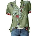 thumbnail image 1 of Women's V-neck Short-Sleeved Popular Fashion Printed Button Casual Loose Shirt, 1 of 1