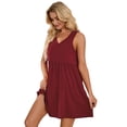 thumbnail image 1 of Women's V-neck Tank Top Dress Solid Color Casual Summer Pleated Loose Sleeveless Dresses, 1 of 7
