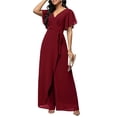 thumbnail image 1 of Women's V-neck Waist Cinched Fashionable Jumpsuit Wide Leg Pants, 1 of 2