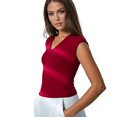 thumbnail image 1 of Shadowsong Women's V-Neck Knit Sleeveless T-Shirts, Red, Size L, 1 of 14