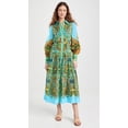 thumbnail image 1 of Women's V-neck lantern sleeve single-breasted long dress, 1 of 7
