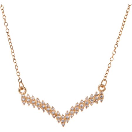 Women's V-shaped Quality clavicle chain, classic titanium pendant necklace, gold rose gold silver[v699]