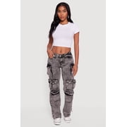 Women's VIP Acid Wash Slim Leg Utility Jeans