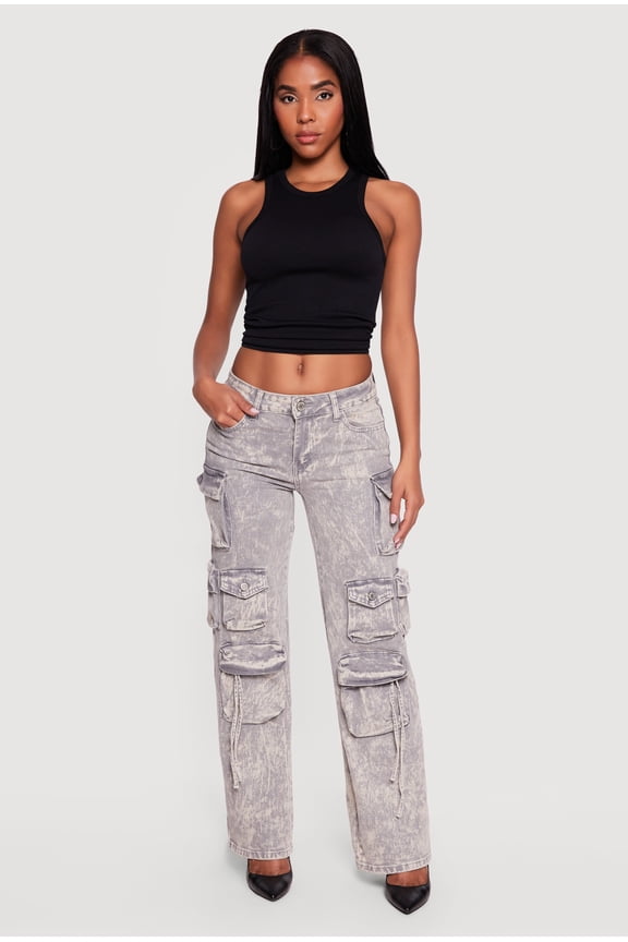 Women's VIP Acid Wash Utility Jeans