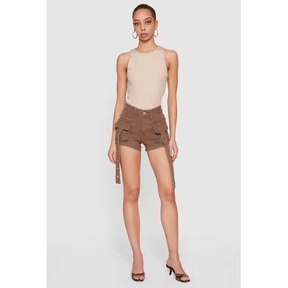 Women's VIP Denim Grommet Strap Detail Cargo Shorts